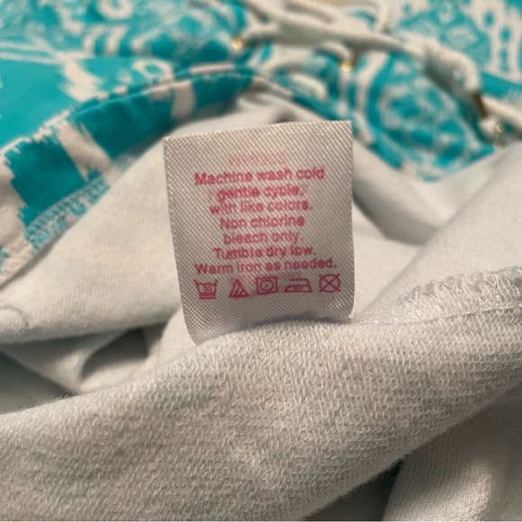 EUC - Macbeth Collection Hooded Tunic Swim Cover Up in Aqua/White - Small - Picture 5 of 7